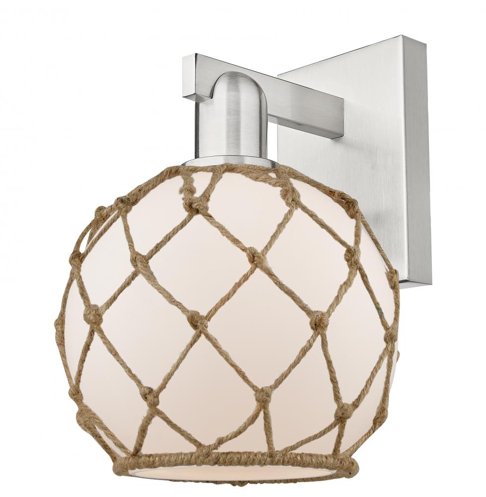 Farmhouse Rope - 1 Light - 8 inch - Brushed Satin Nickel - Sconce