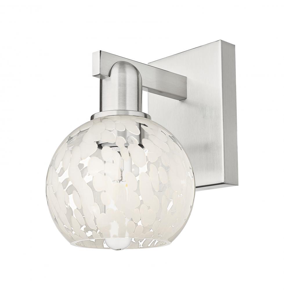 White Mouchette - 1 Light - 6 inch - Brushed Satin Nickel - Sconce