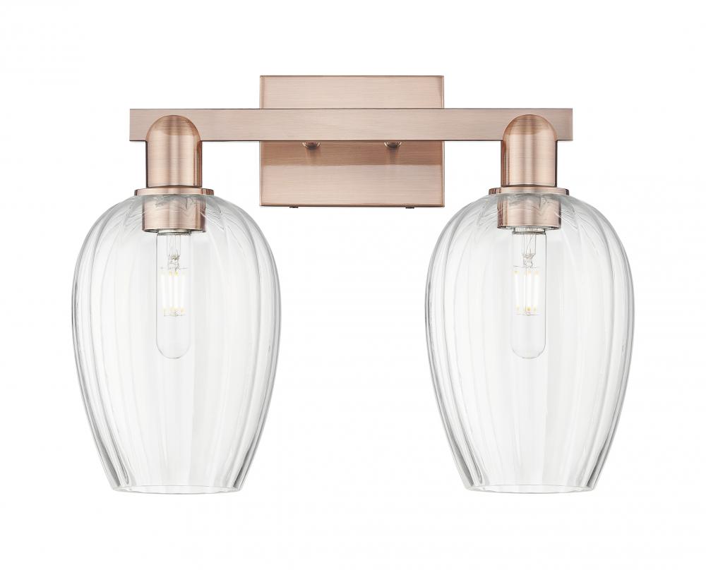 Preston Flute - 2 Light - 16 inch - Antique Copper - Bath Vanity Light