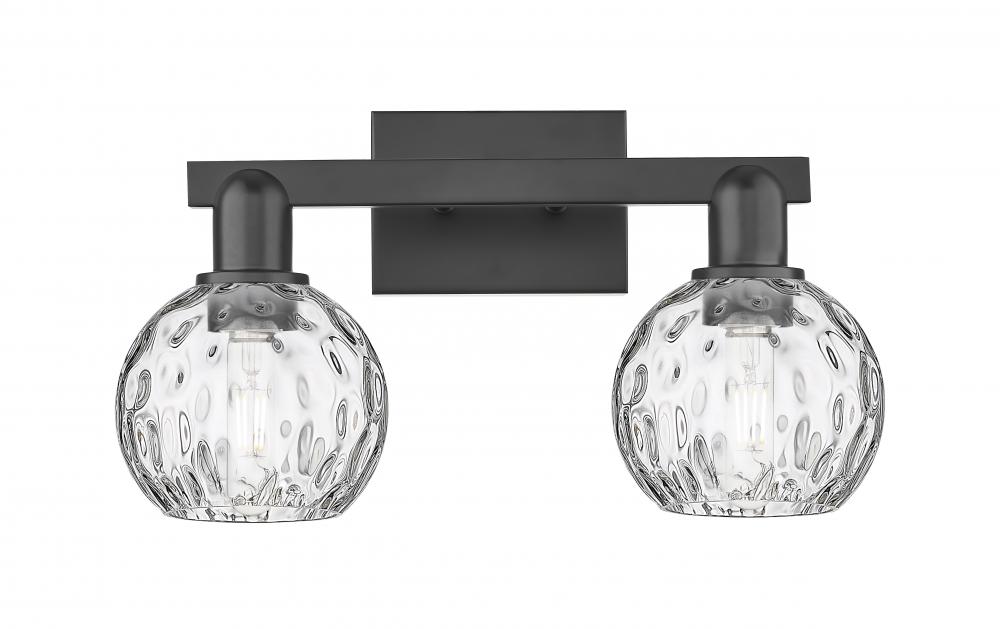 Athens Water Glass - 2 Light - 17 inch - Matte Black - Bath Vanity Light