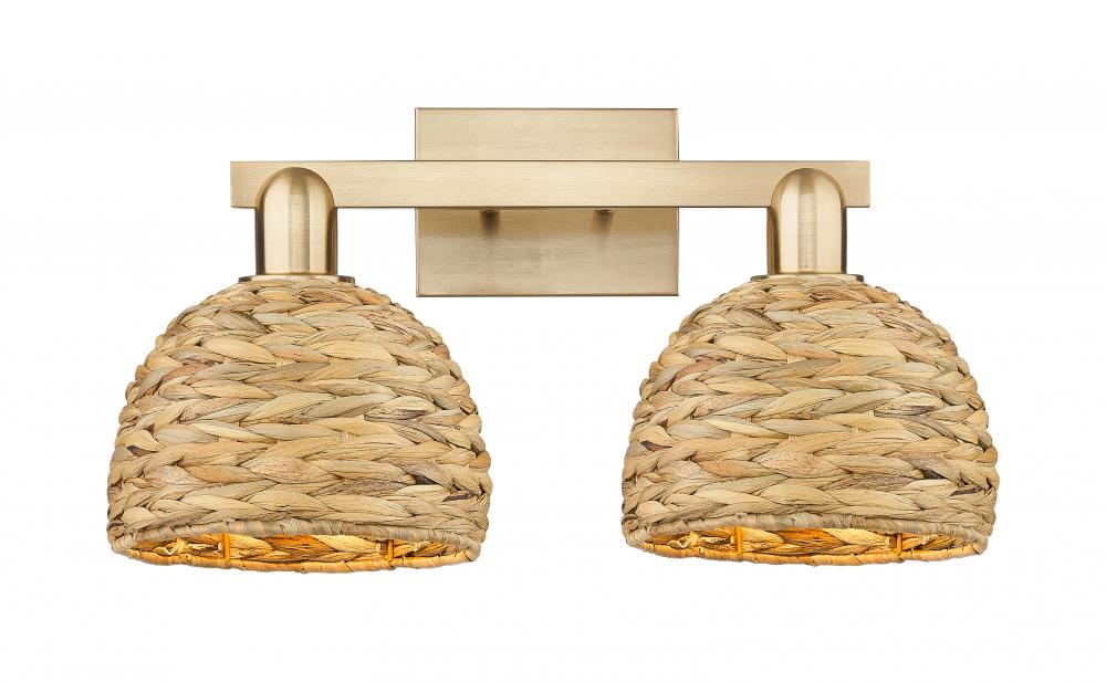 Woven Rattan - 2 Light - 19 inch - Champagne Bronze - Bath Vanity Light