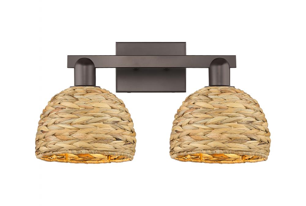 Woven Rattan - 2 Light - 19 inch - Oil Rubbed Bronze - Bath Vanity Light