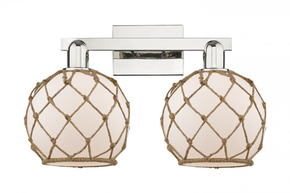 Farmhouse Rope - 2 Light - 19 inch - Polished Nickel - Bath Vanity Light