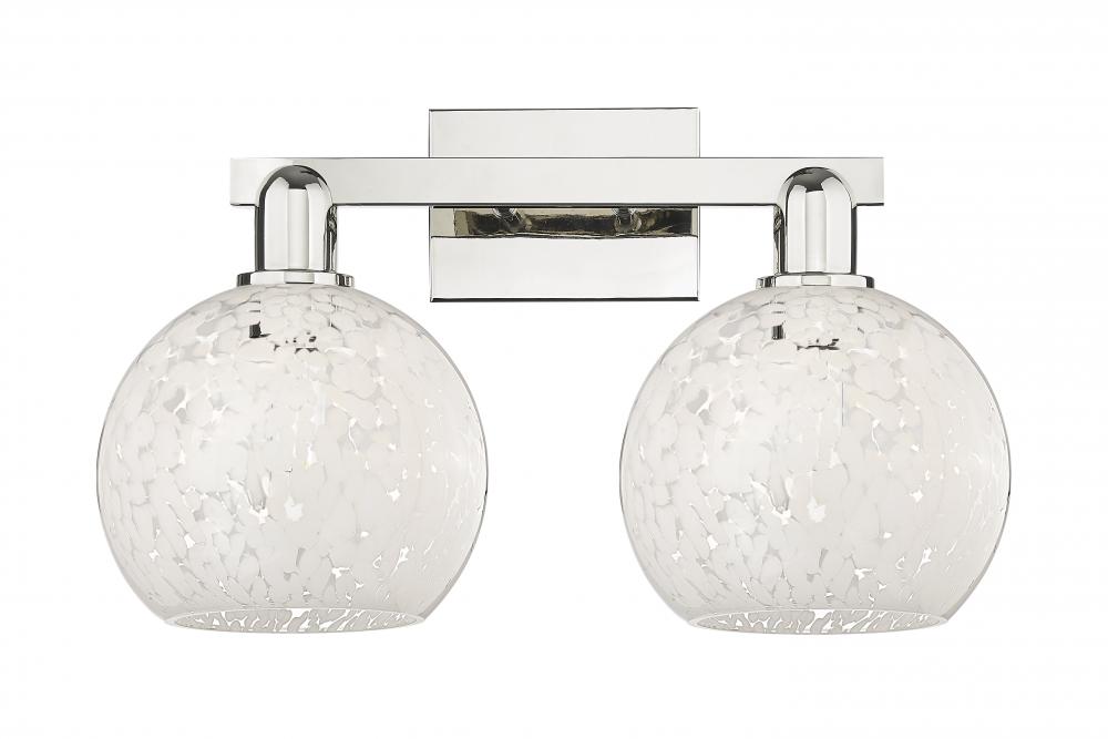 White Mouchette - 2 Light - 19 inch - Polished Nickel - Bath Vanity Light