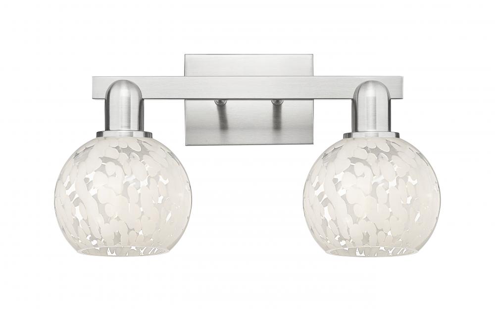 White Mouchette - 2 Light - 17 inch - Brushed Satin Nickel - Bath Vanity Light