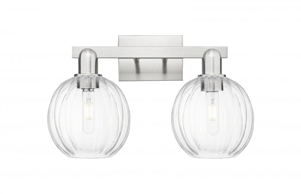 Preston Globe - 2 Light - 16 inch - Brushed Satin Nickel - Bath Vanity Light