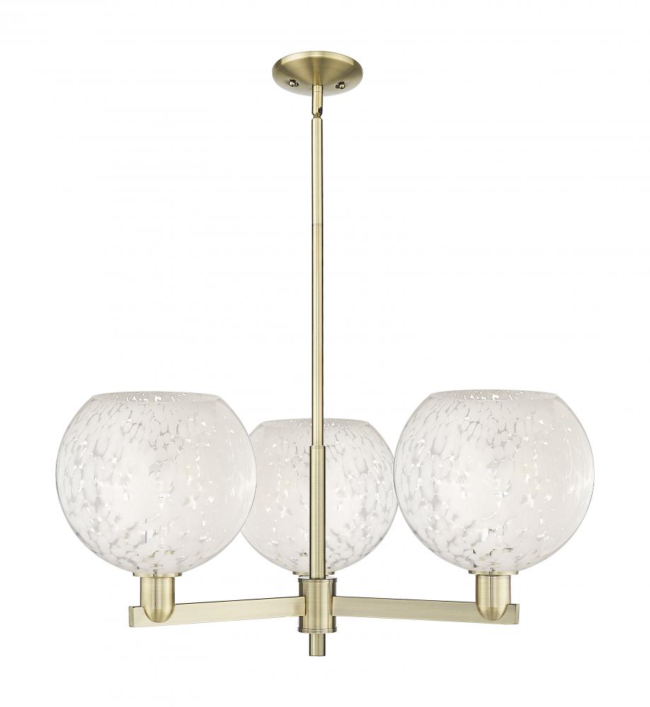 White Mouchette - 3 Light - 32 inch - Antique Brass - Stem hung - Pendant