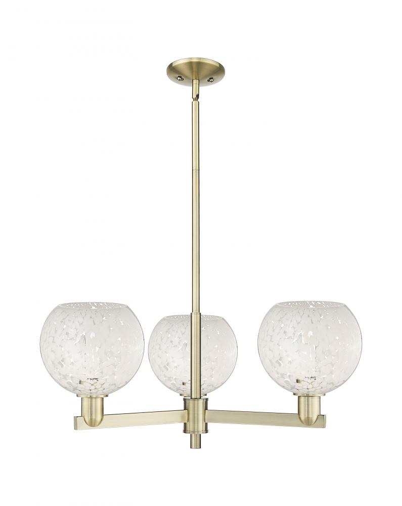 White Mouchette - 3 Light - 30 inch - Antique Brass - Stem hung - Pendant