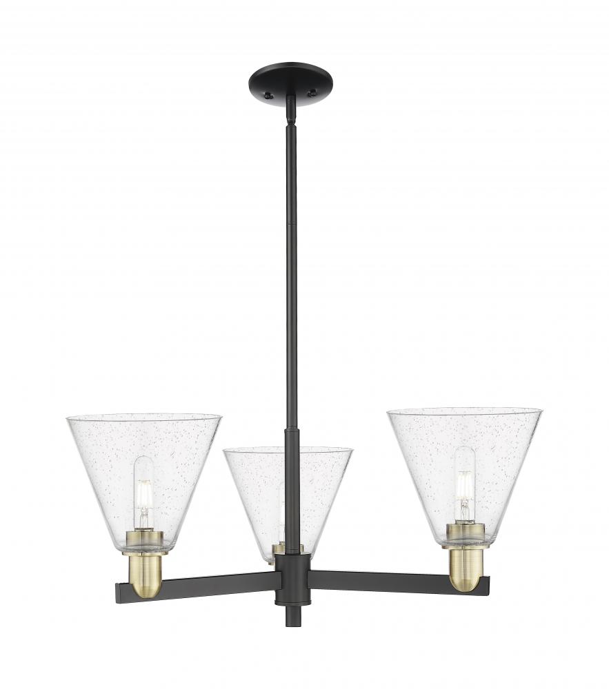 Berkshire Glass - 3 Light - 30 inch - Black Antique Brass - Stem hung - Pendant