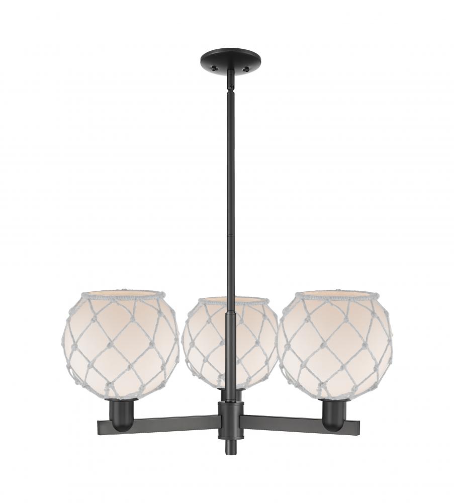 Farmhouse Rope - 3 Light - 30 inch - Matte Black - Stem hung - Pendant