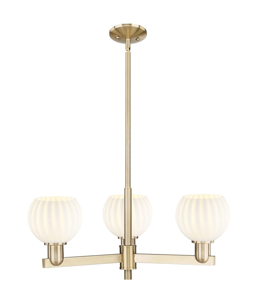 White Venetian - 3 Light - 28 inch - Champagne Bronze - Stem hung - Pendant