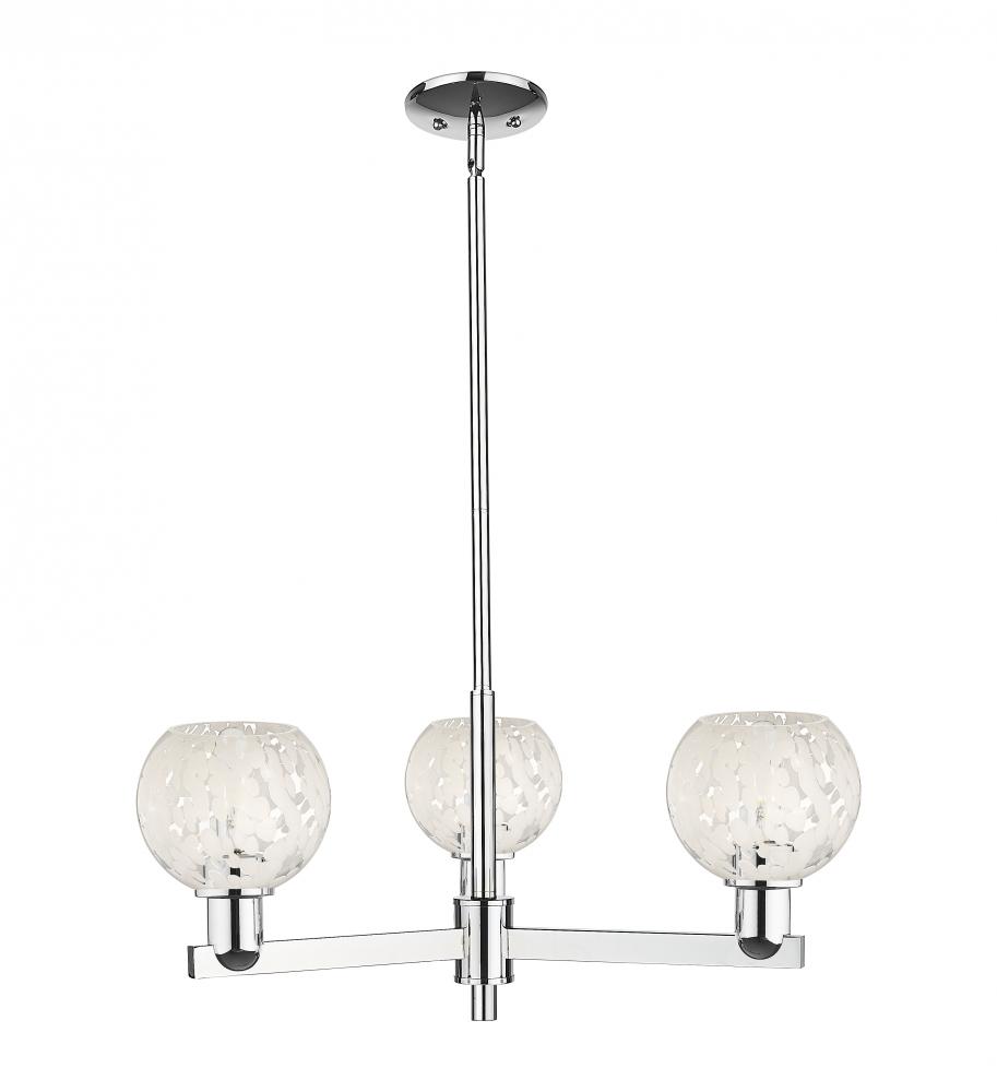 White Mouchette - 3 Light - 28 inch - Polished Chrome - Stem hung - Pendant