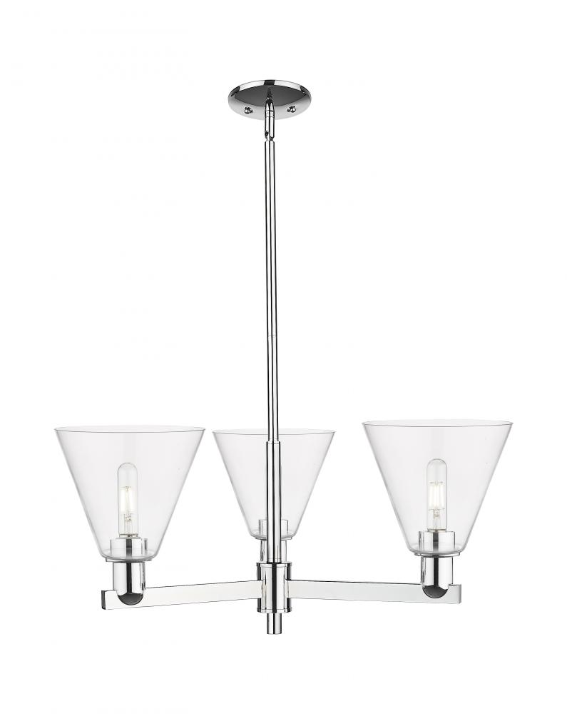 Berkshire Glass - 3 Light - 30 inch - Polished Chrome - Stem hung - Pendant