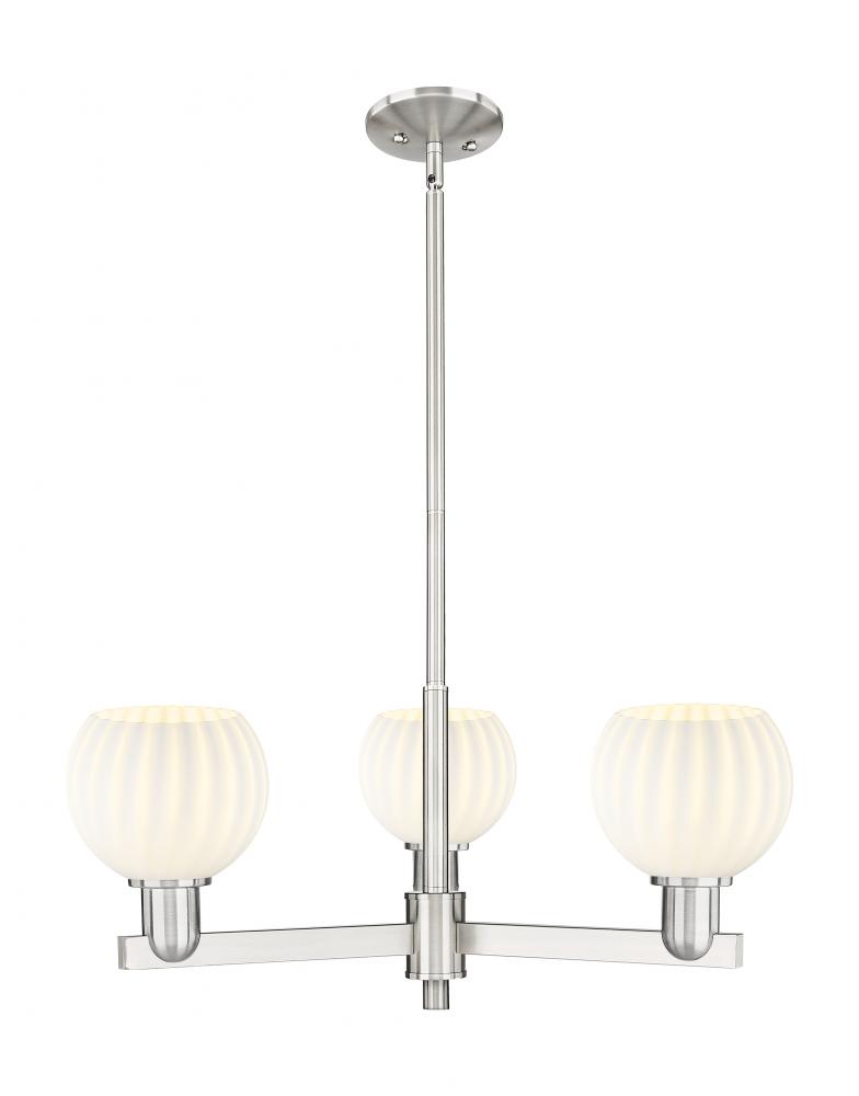 White Venetian - 3 Light - 28 inch - Satin Nickel - Stem hung - Pendant