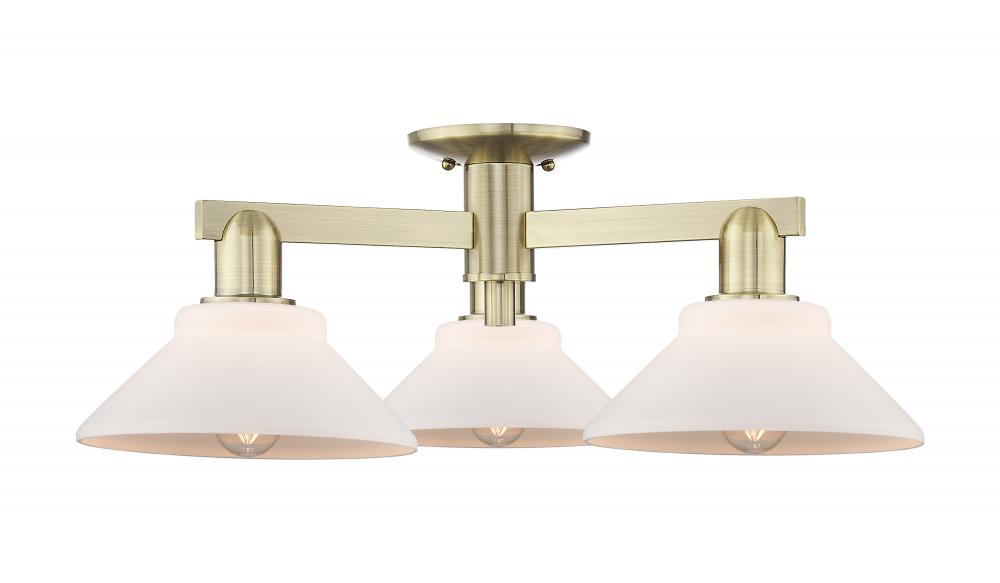 Orwell - 3 Light - 26 inch - Antique Brass - Semi-Flush Mount
