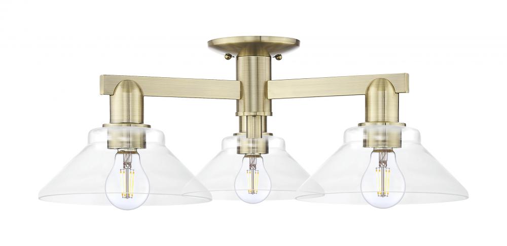 Orwell - 3 Light - 26 inch - Antique Brass - Semi-Flush Mount