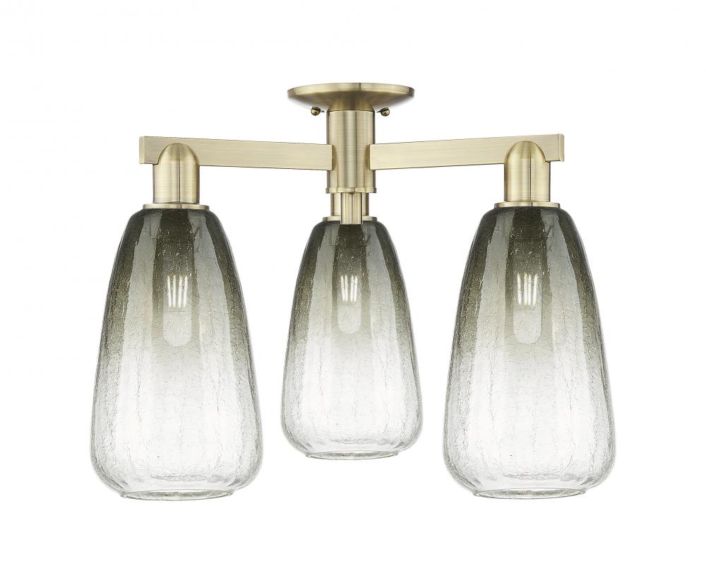 Brookhaven Almond - 3 Light - 6 inch - Antique Brass - Semi-Flush Mount