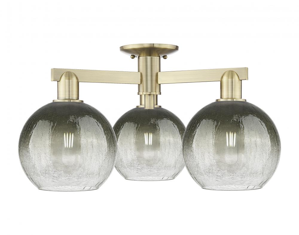 Brookhaven Globe - 3 Light - 6 inch - Antique Brass - Semi-Flush Mount