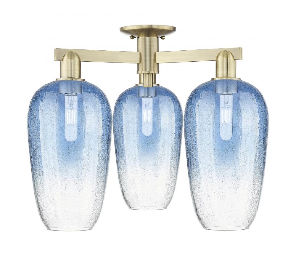 Brookhaven Flute - 3 Light - 6 inch - Antique Brass - Semi-Flush Mount