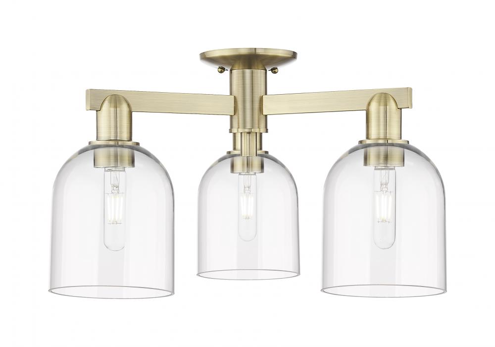 Bella - 3 Light - 23 inch - Antique Brass - Semi-Flush Mount