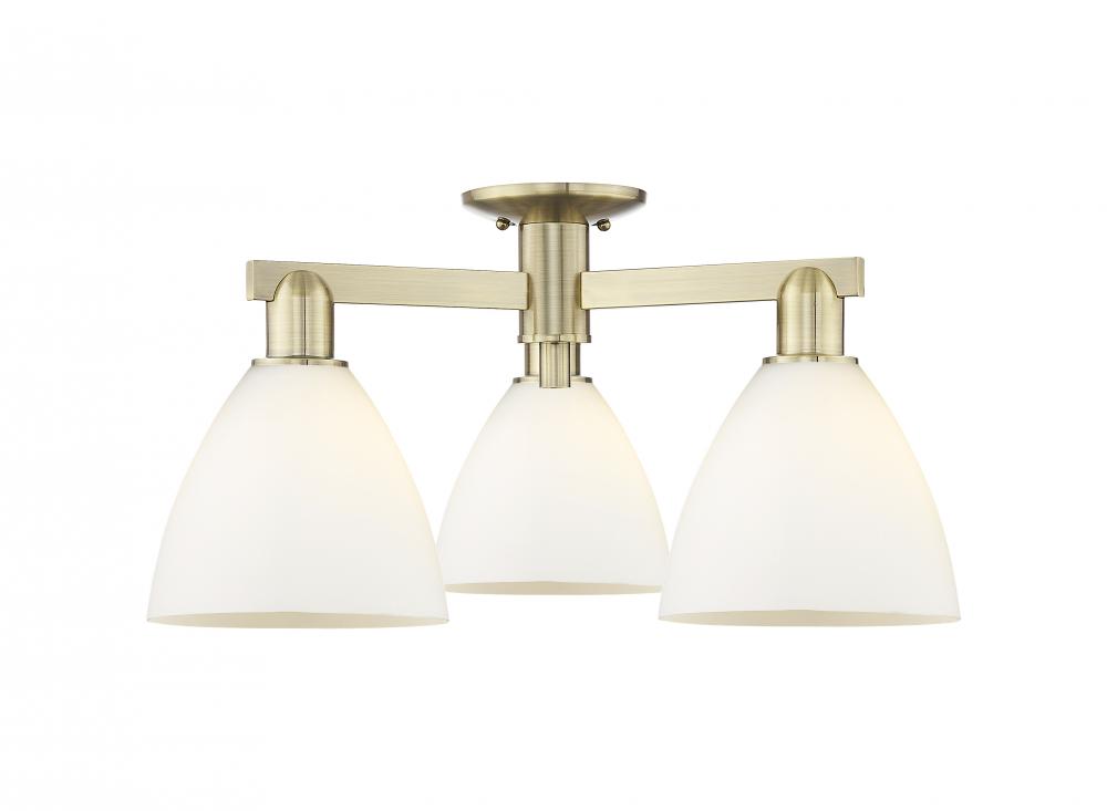 Bristol - 3 Light - 25 inch - Antique Brass - Semi-Flush Mount