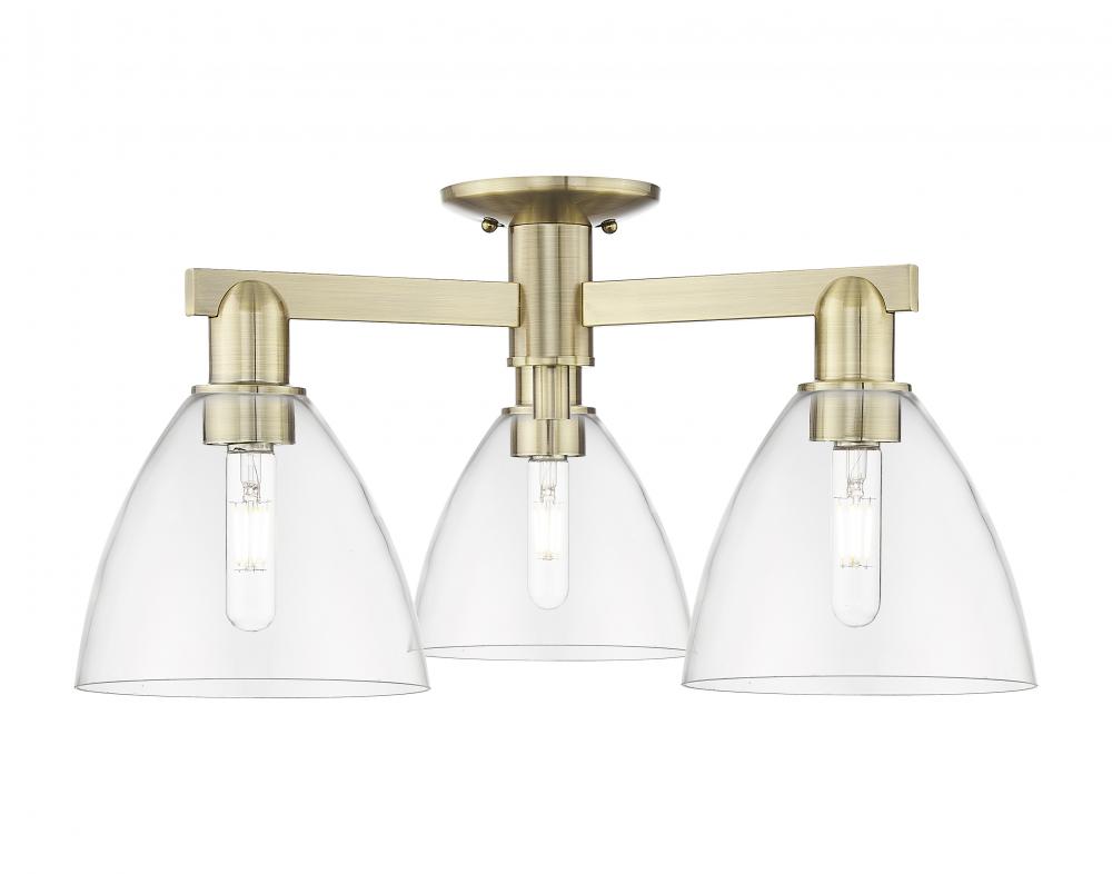 Bristol - 3 Light - 25 inch - Antique Brass - Semi-Flush Mount