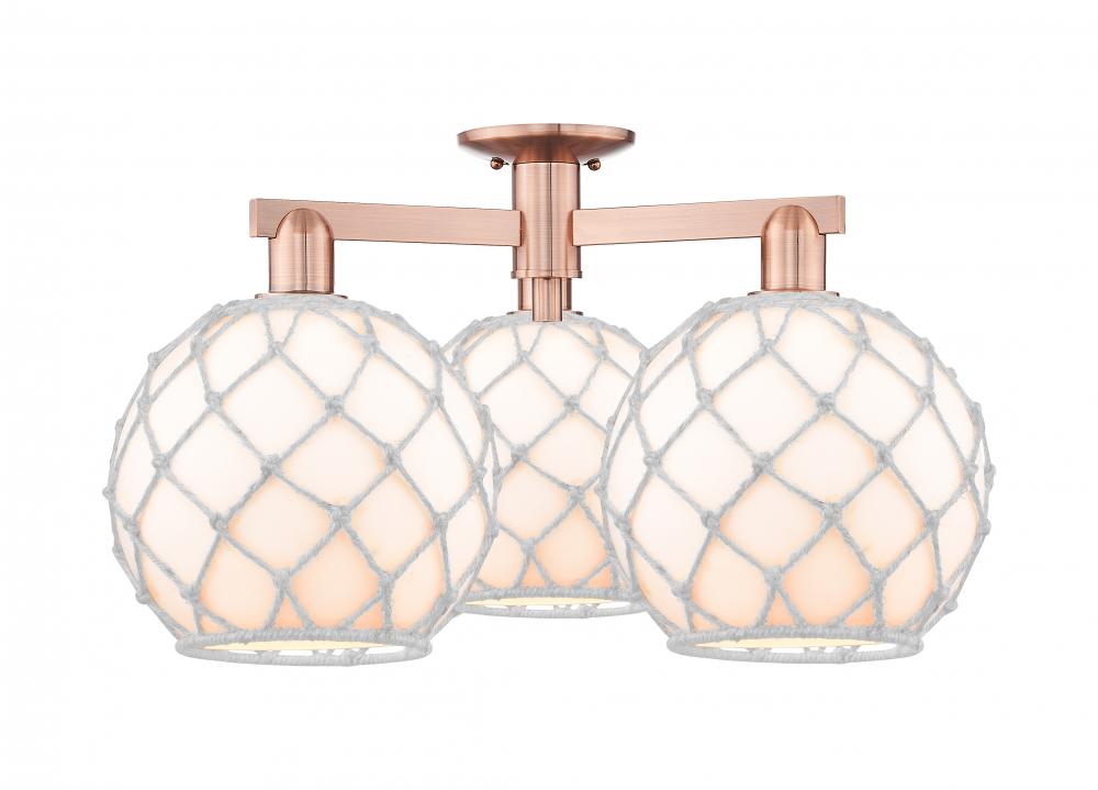 Farmhouse Rope - 3 Light - 28 inch - Antique Copper - Semi-Flush Mount