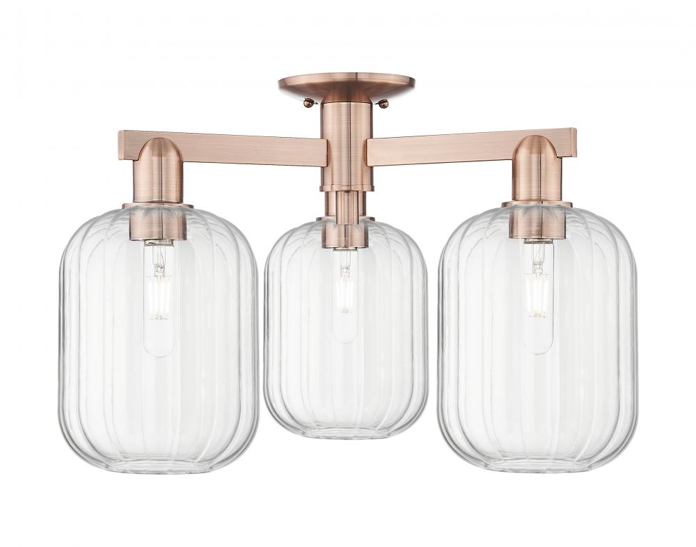 Preston Cylinder - 3 Light - 6 inch - Antique Copper - Semi-Flush Mount