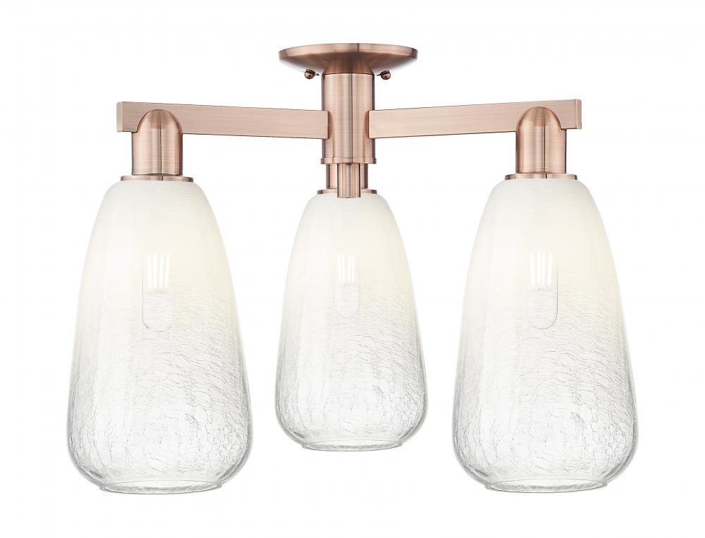 Brookhaven Almond - 3 Light - 6 inch - Antique Copper - Semi-Flush Mount