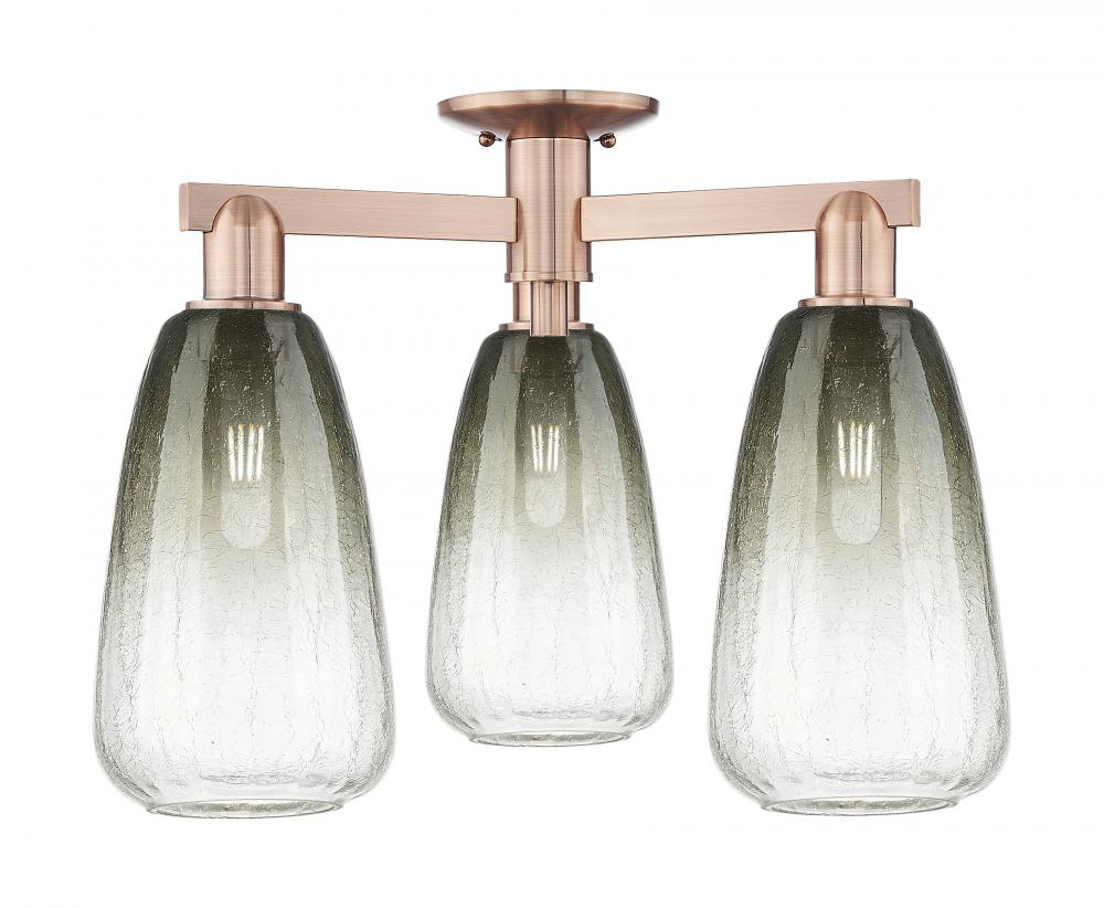 Brookhaven Almond - 3 Light - 6 inch - Antique Copper - Semi-Flush Mount