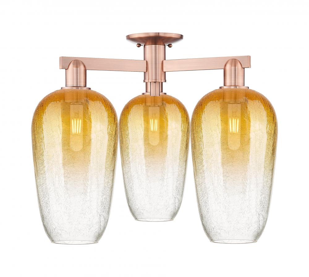 Brookhaven Flute - 3 Light - 6 inch - Antique Copper - Semi-Flush Mount