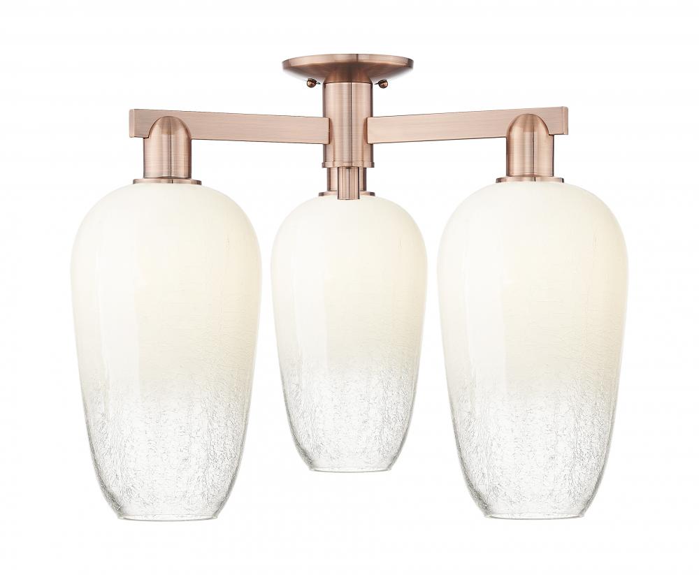 Brookhaven Flute - 3 Light - 6 inch - Antique Copper - Semi-Flush Mount