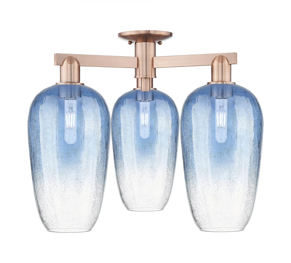 Brookhaven Flute - 3 Light - 6 inch - Antique Copper - Semi-Flush Mount