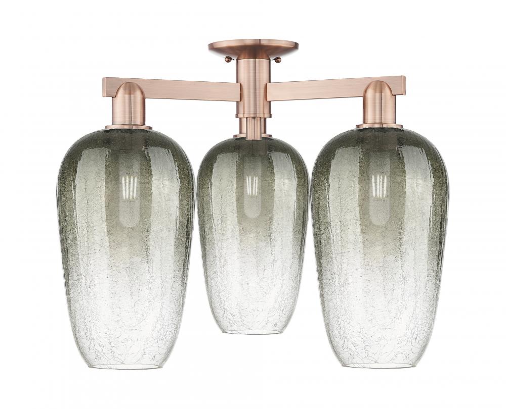 Brookhaven Flute - 3 Light - 6 inch - Antique Copper - Semi-Flush Mount