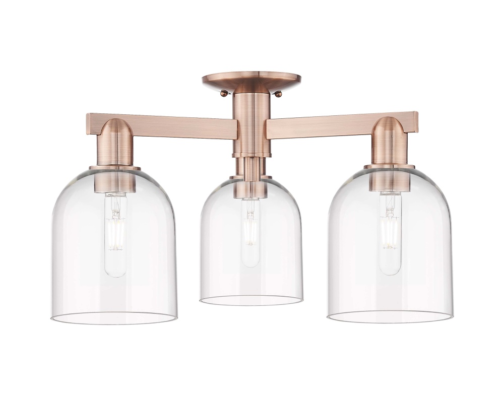 Bella - 3 Light - 23 inch - Antique Copper - Semi-Flush Mount