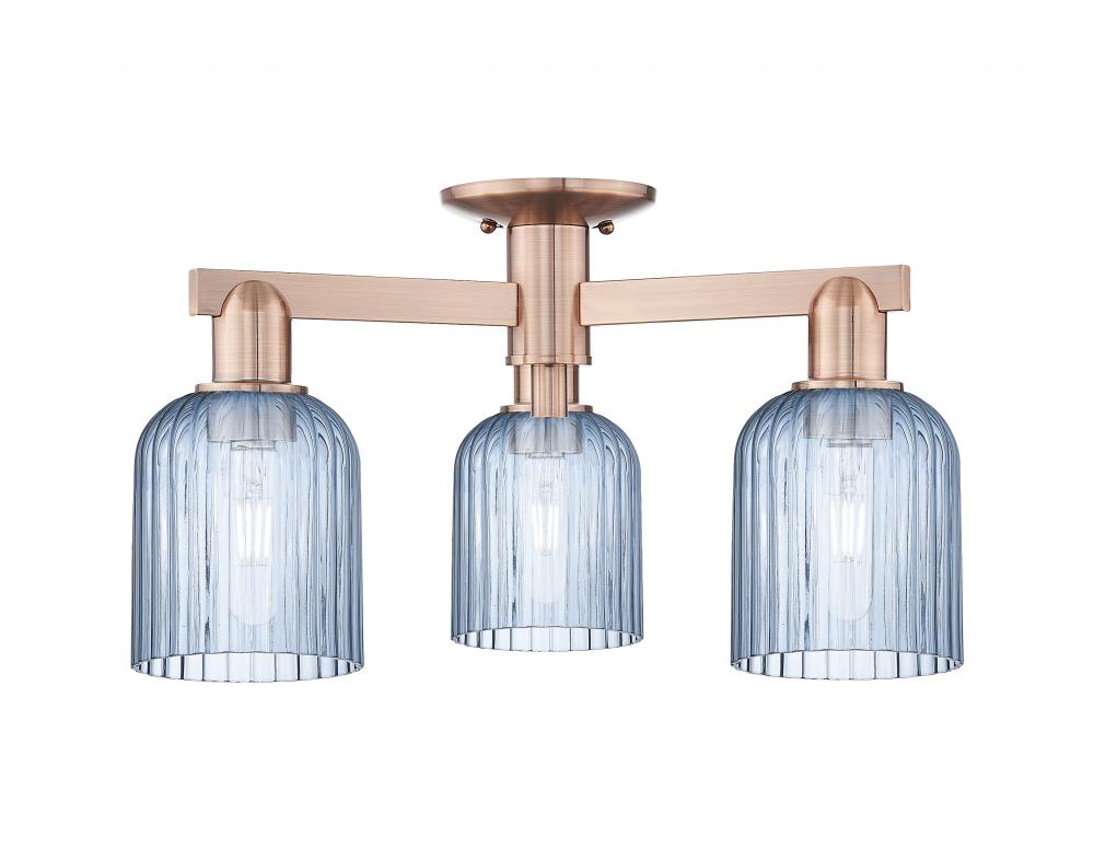 Bridal Veil - 3 Light - 6 inch - Antique Copper - Semi-Flush Mount