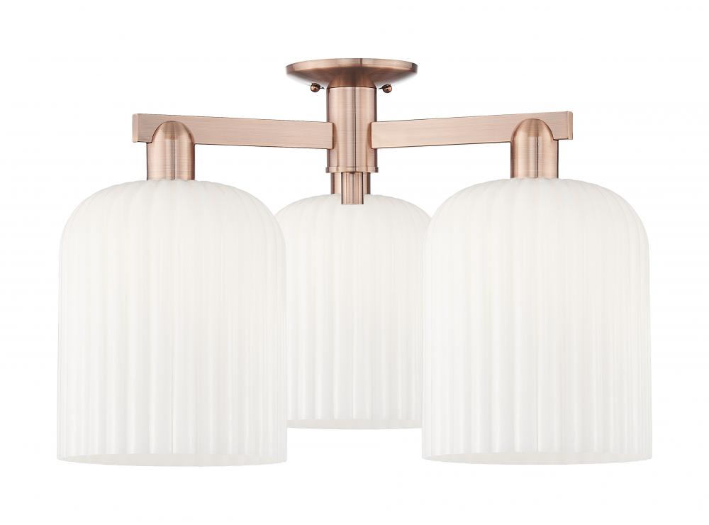 Bridal Veil - 3 Light - 26 inch - Antique Copper - Semi-Flush Mount