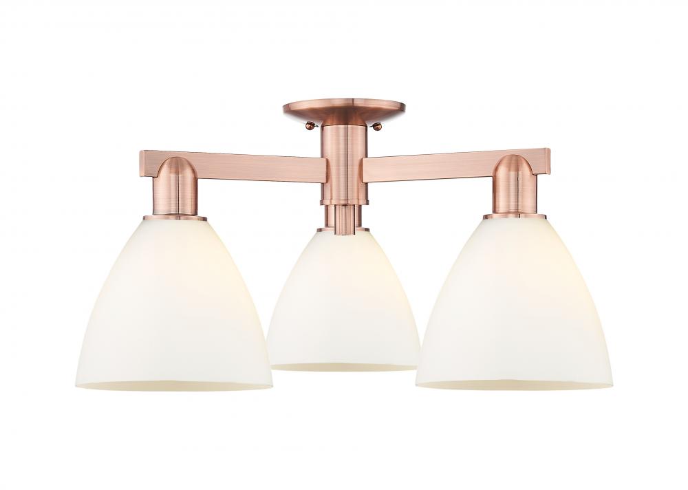 Bristol - 3 Light - 25 inch - Antique Copper - Semi-Flush Mount