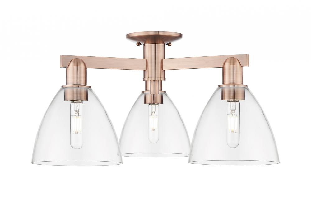 Bristol - 3 Light - 25 inch - Antique Copper - Semi-Flush Mount
