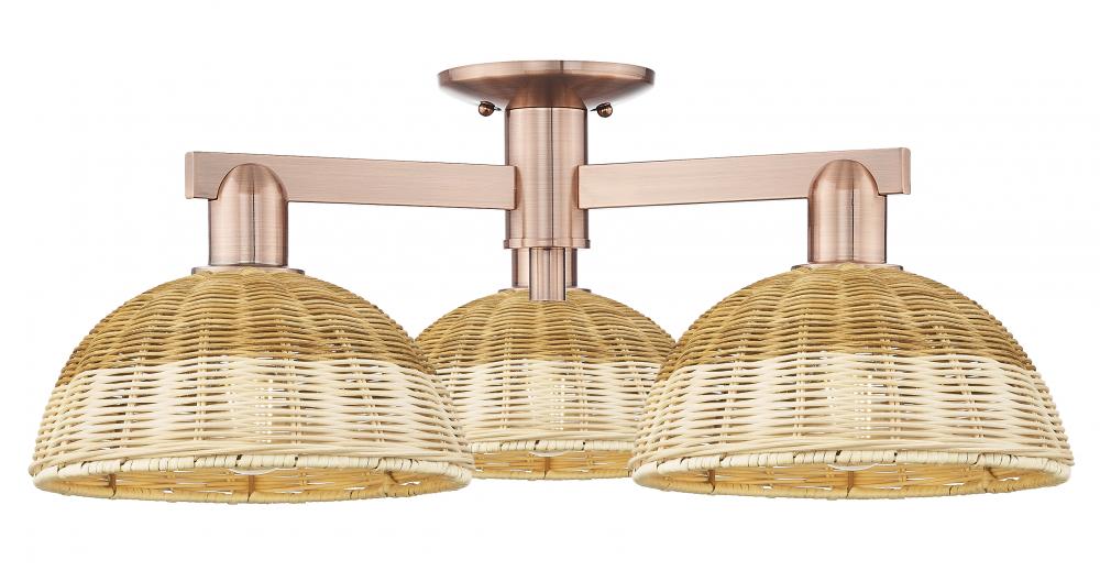Bristol Natural II - 3 Light - 27 inch - Antique Copper - Semi-Flush Mount