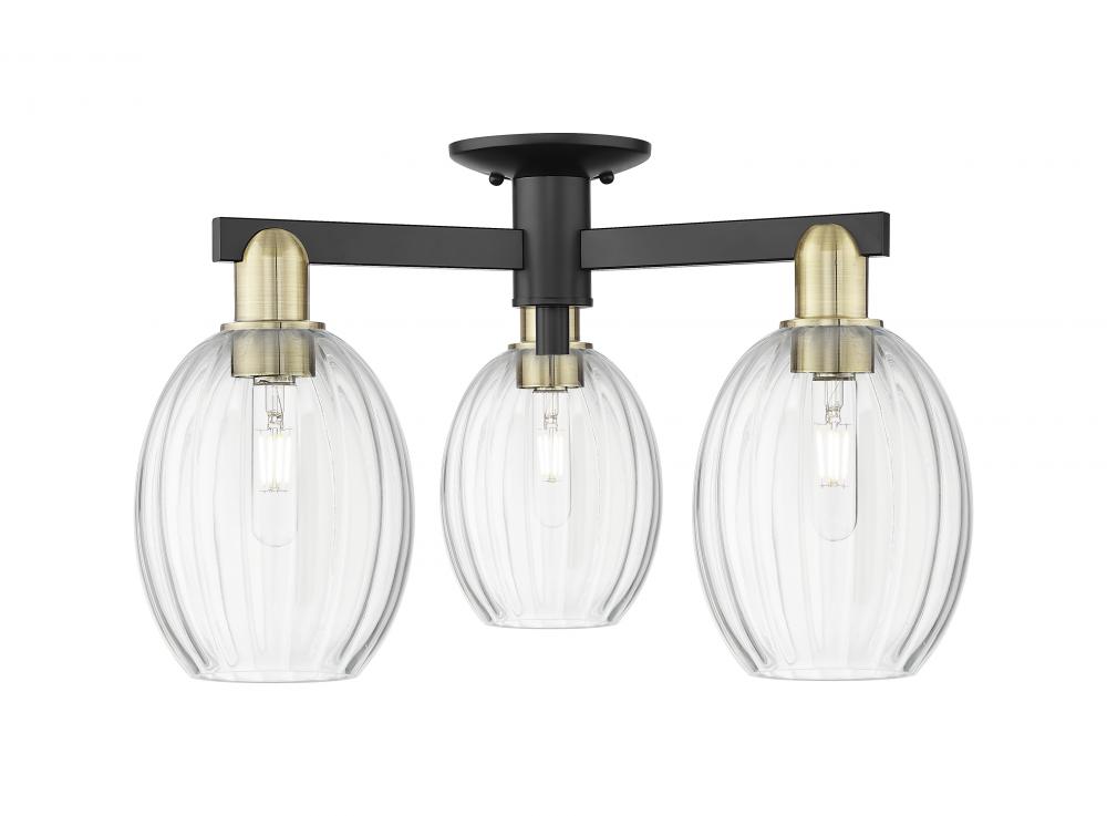 Preston Bulb - 3 Light - 6 inch - Black Antique Brass - Semi-Flush Mount