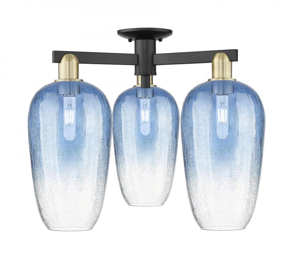 Brookhaven Flute - 3 Light - 6 inch - Black Antique Brass - Semi-Flush Mount