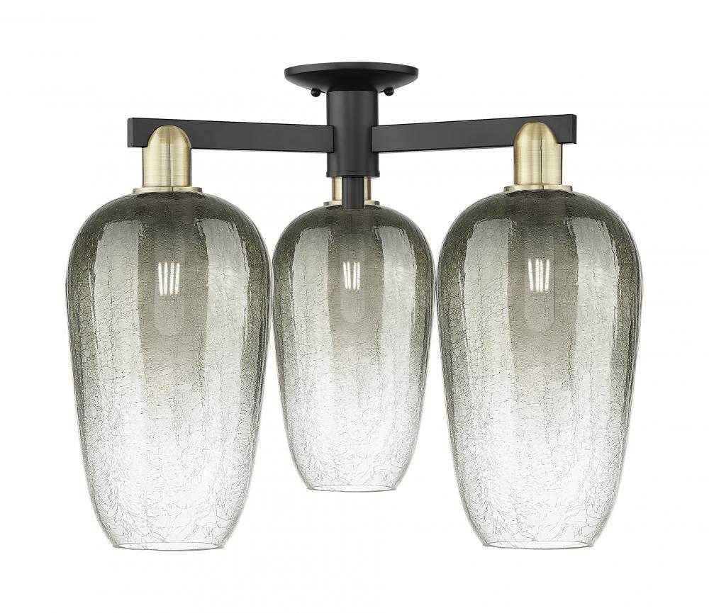 Brookhaven Flute - 3 Light - 6 inch - Black Antique Brass - Semi-Flush Mount