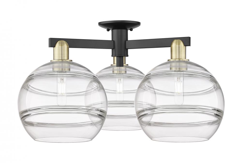 Rochester - 3 Light - 28 inch - Black Antique Brass - Semi-Flush Mount