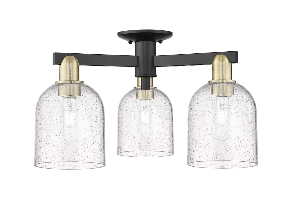 Bella - 3 Light - 23 inch - Black Antique Brass - Semi-Flush Mount