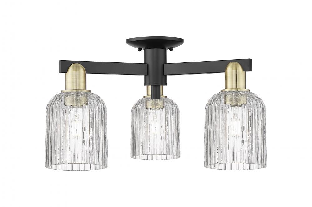 Bridal Veil - 3 Light - 6 inch - Black Antique Brass - Semi-Flush Mount
