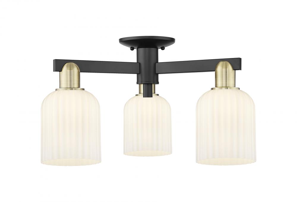 Bridal Veil - 3 Light - 6 inch - Black Antique Brass - Semi-Flush Mount