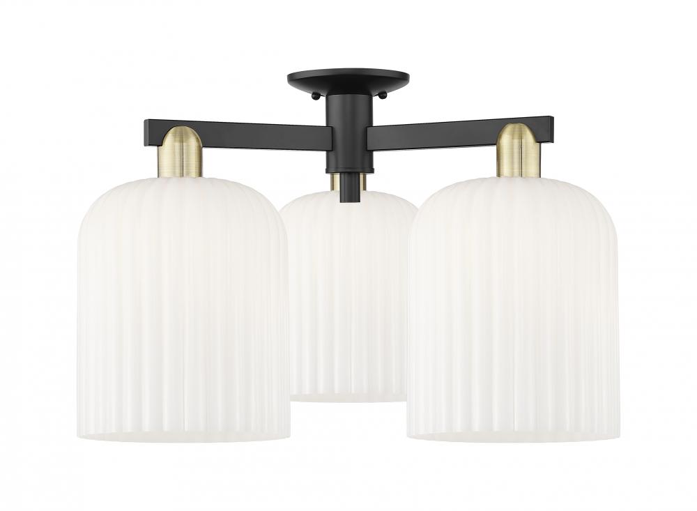 Bridal Veil - 3 Light - 26 inch - Black Antique Brass - Semi-Flush Mount