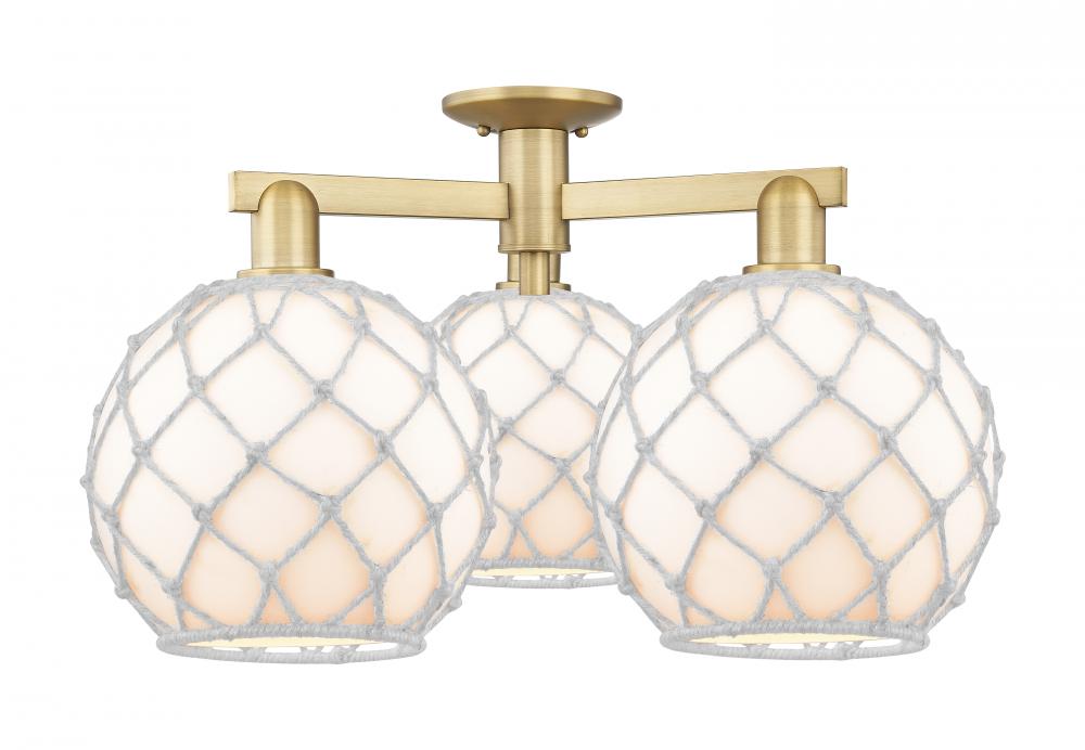 Farmhouse Rope - 3 Light - 28 inch - Brushed Brass - Semi-Flush Mount