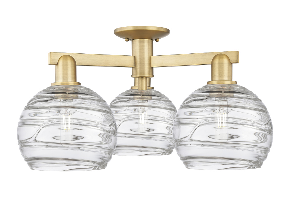 Athens Deco Swirl - 3 Light - 26 inch - Brushed Brass - Semi-Flush Mount